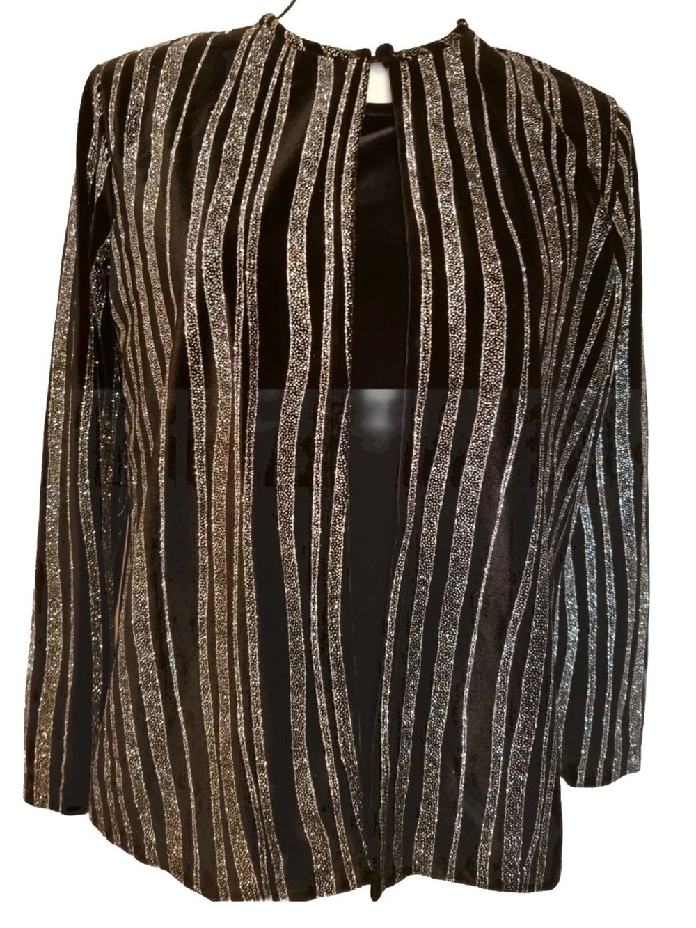 NOTATIONS/ Women's/ Velour/Silver/Glitter Striped/Jacket/Long sleeve/Size M